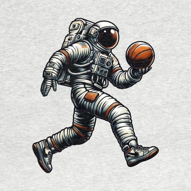 Astronaut Playing Basketball by Muslimory